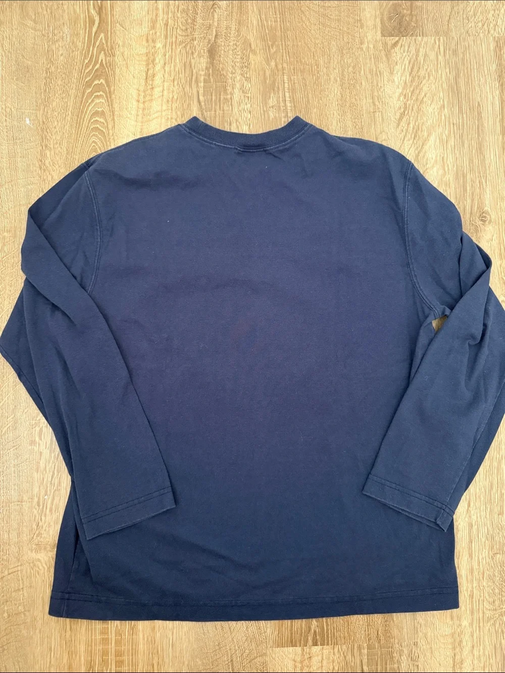 L.L. Bean Navy Long-Sleeve Crewneck with Red & White Stripe